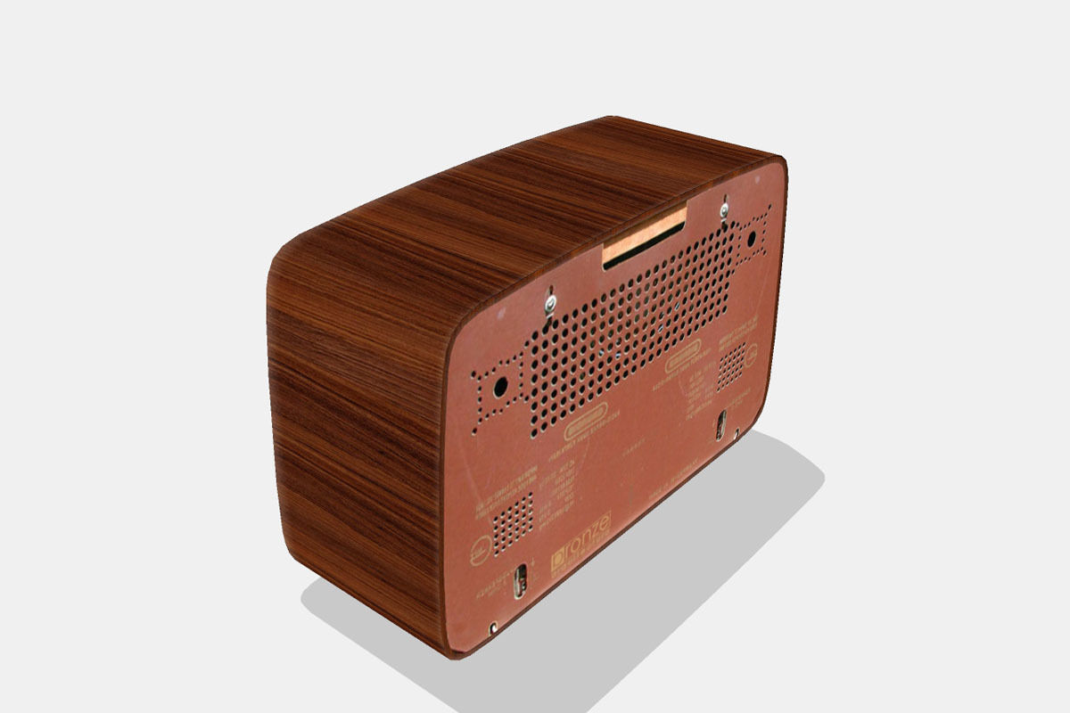 Vintage radio with wooden case Low-poly 3D model_5