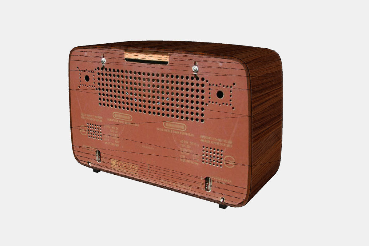 Vintage radio with wooden case Low-poly 3D model_8