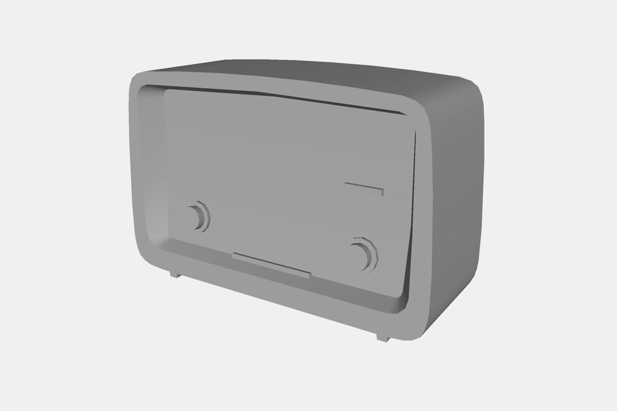 Vintage radio with wooden case Low-poly 3D model_11