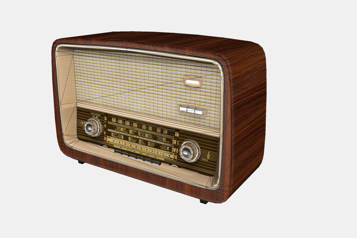 Vintage radio with wooden case Low-poly 3D model_7