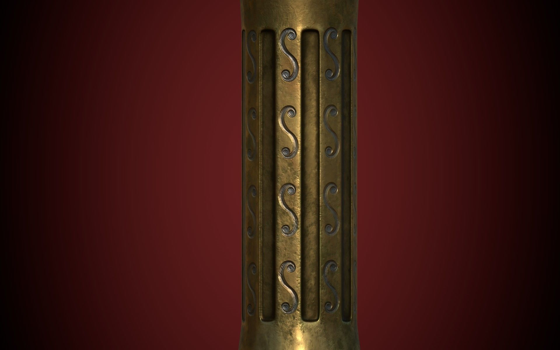 Medieval Golden Battle Hammer Low-poly 3D model_24