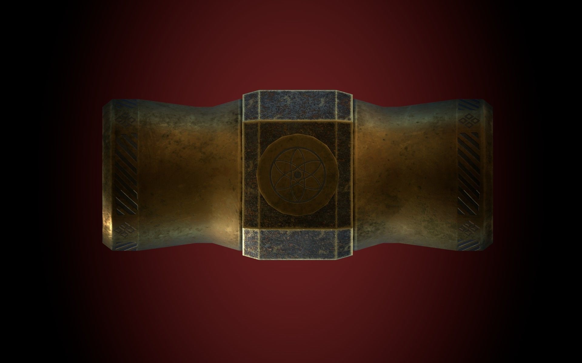 Medieval Golden Battle Hammer Low-poly 3D model_8