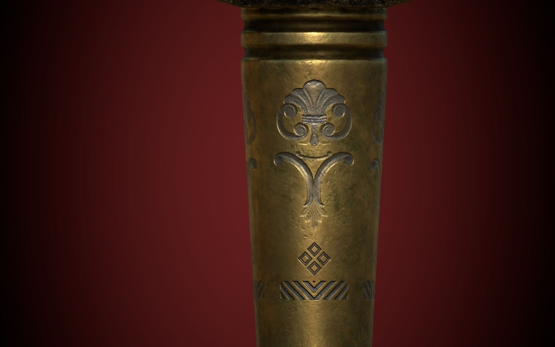 Medieval Golden Battle Hammer Low-poly 3D model_26