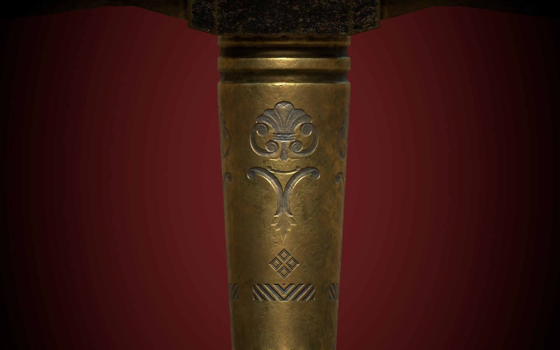 Medieval Golden Battle Hammer Low-poly 3D model_23