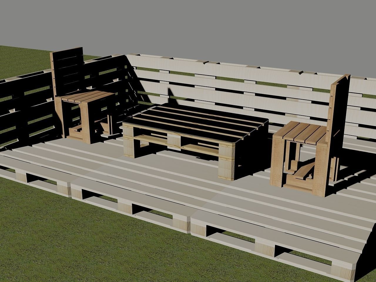 Terrace table and chairs 3D model