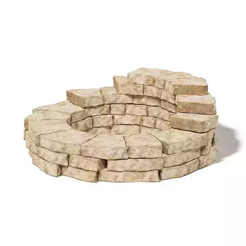  Round Stone Wall 3D Model