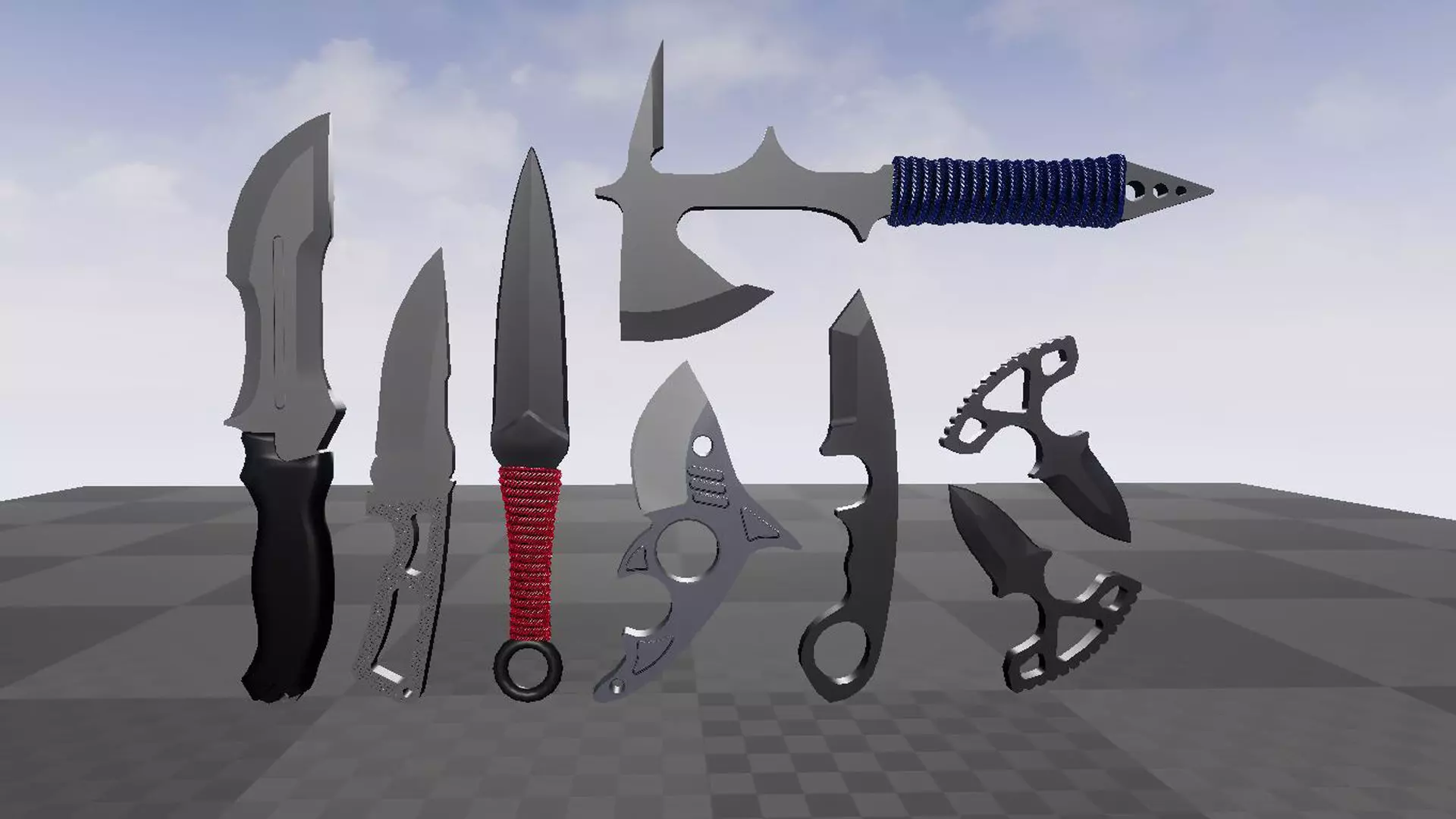 knife package Low-poly 3D model