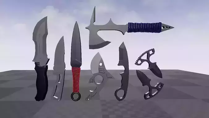 knife package Low-poly 3D model