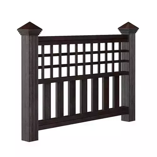 Dark Wooden Fence 3D Model