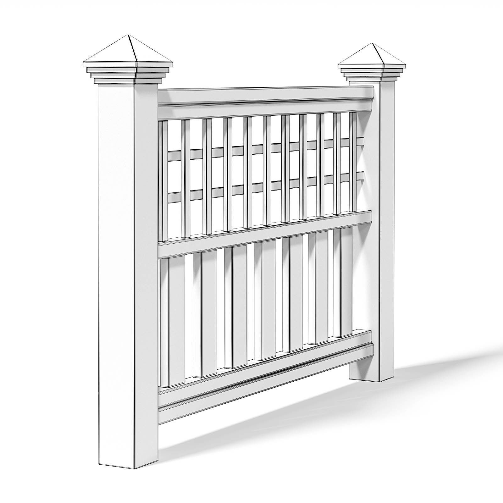 White Wooden Fence 3D Model 3D model_3