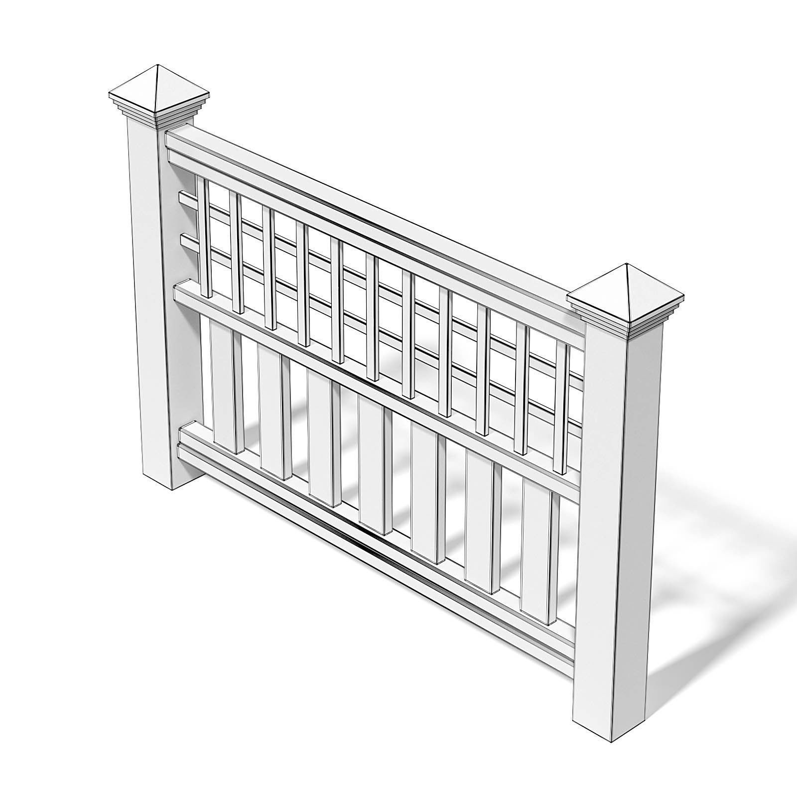 White Wooden Fence 3D Model 3D model_5
