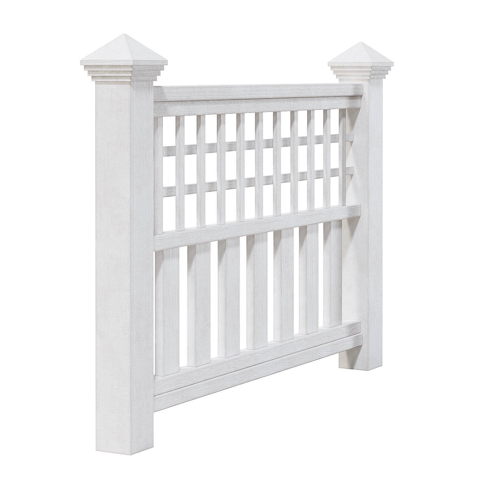 White Wooden Fence 3D Model 3D model_2