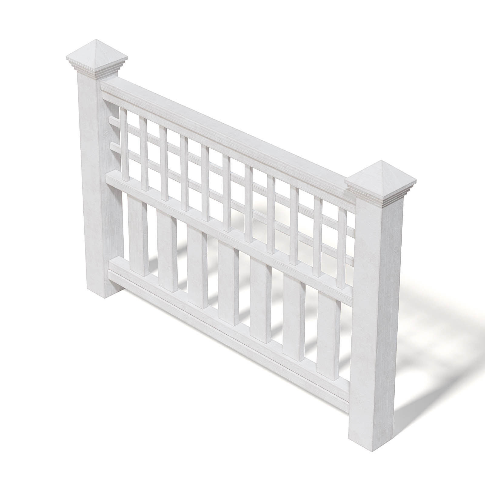 White Wooden Fence 3D Model 3D model_4