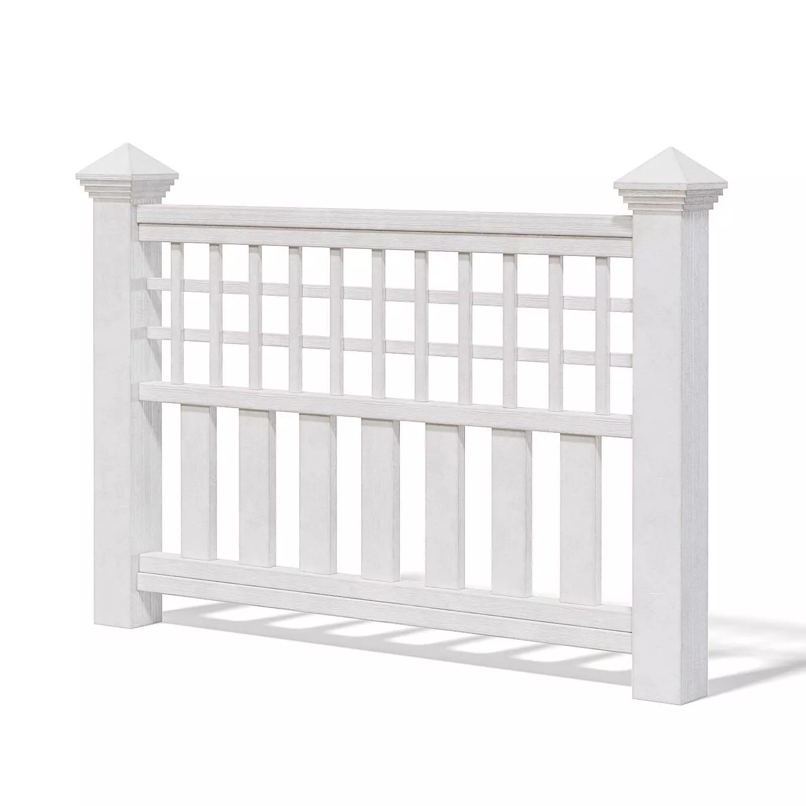 White Wooden Fence 3D Model 3D model_0