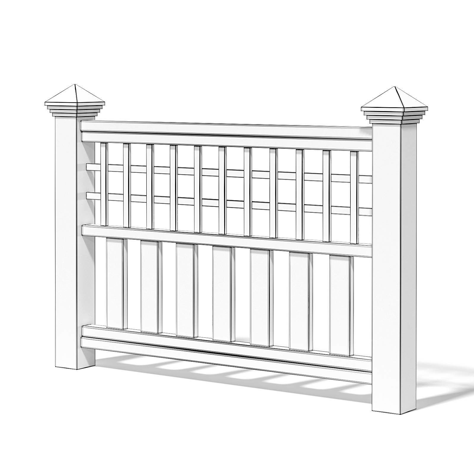 White Wooden Fence 3D Model 3D model_1