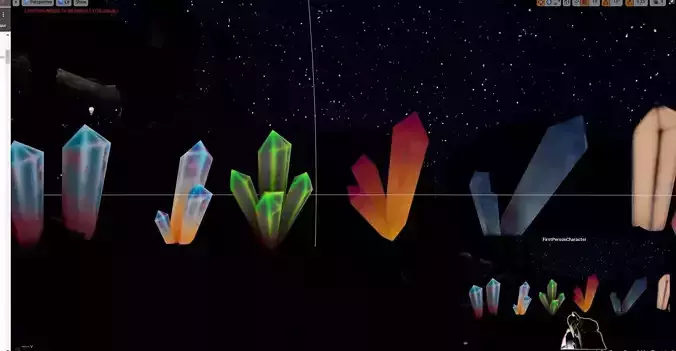 Minerals Low-poly pbr glowing crystal sculpture in night sky Low-poly 3D model