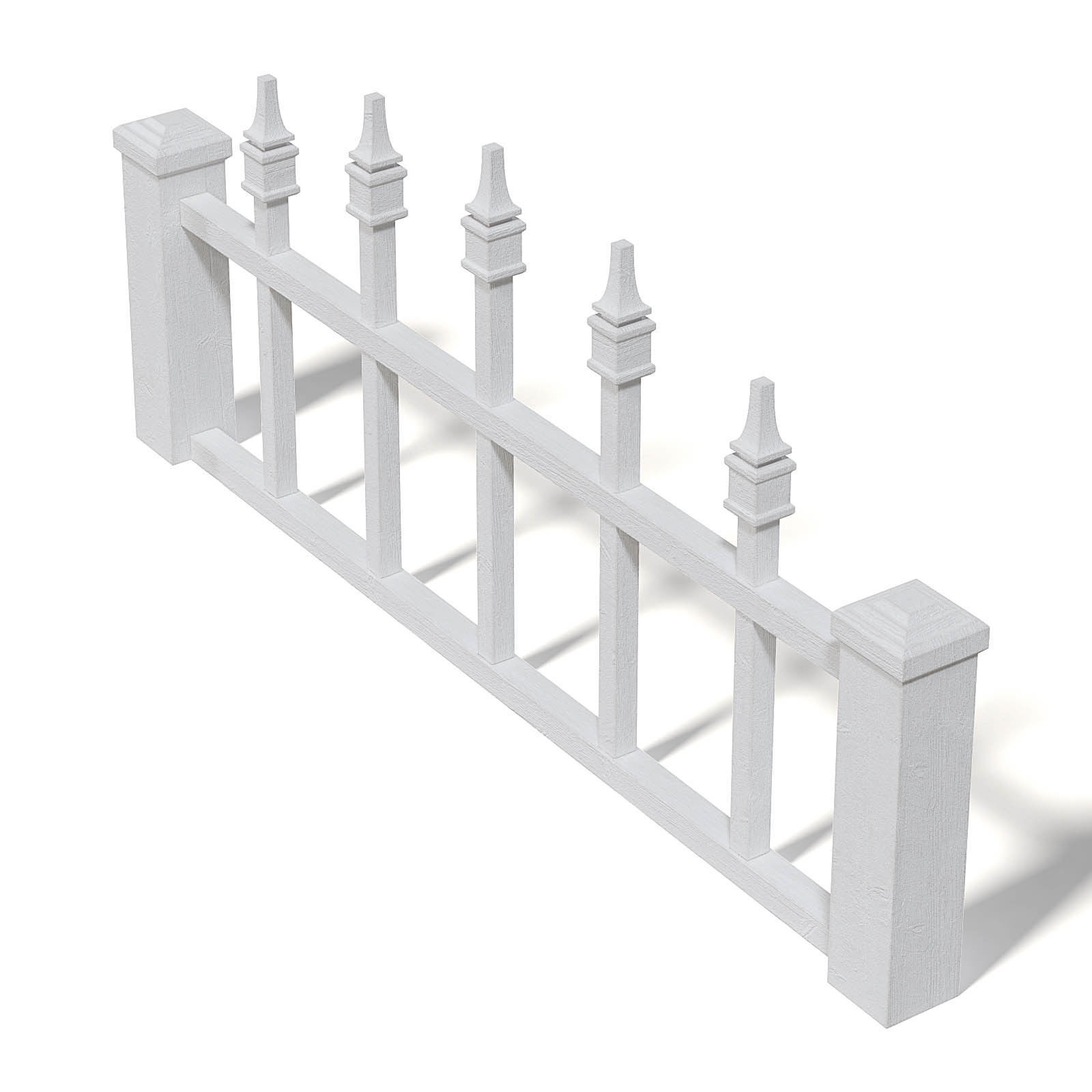 White Wooden Fence 3D Model 3D model_4