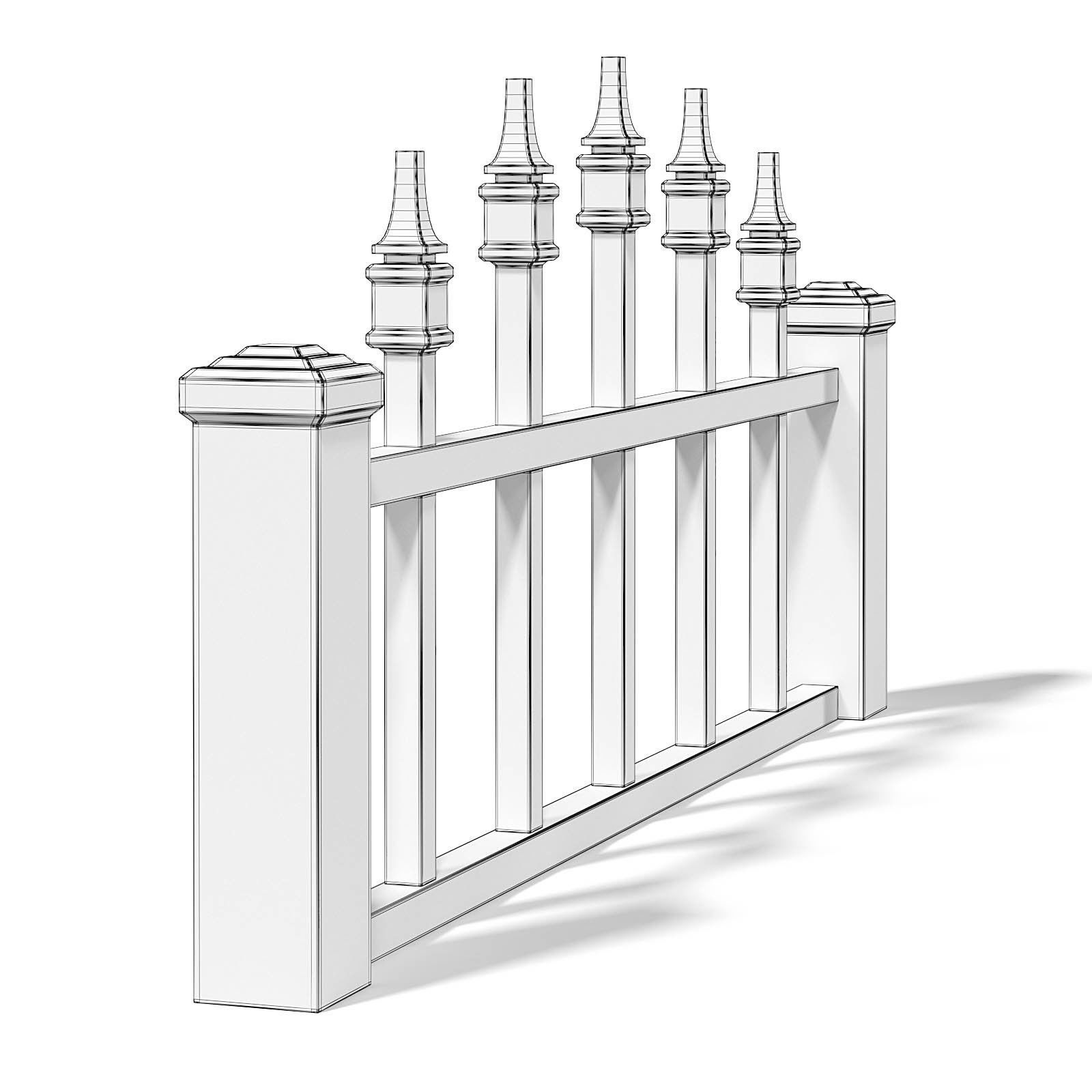 White Wooden Fence 3D Model 3D model_3