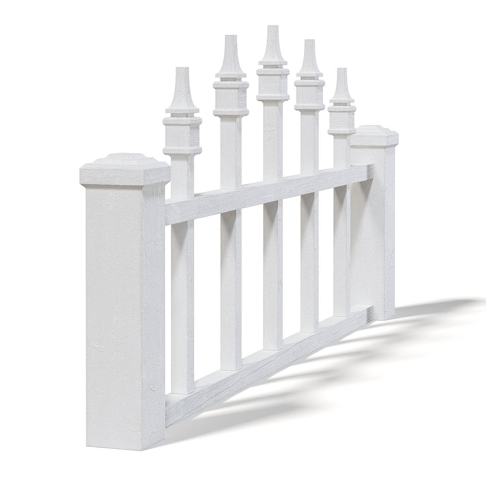 White Wooden Fence 3D Model 3D model_2