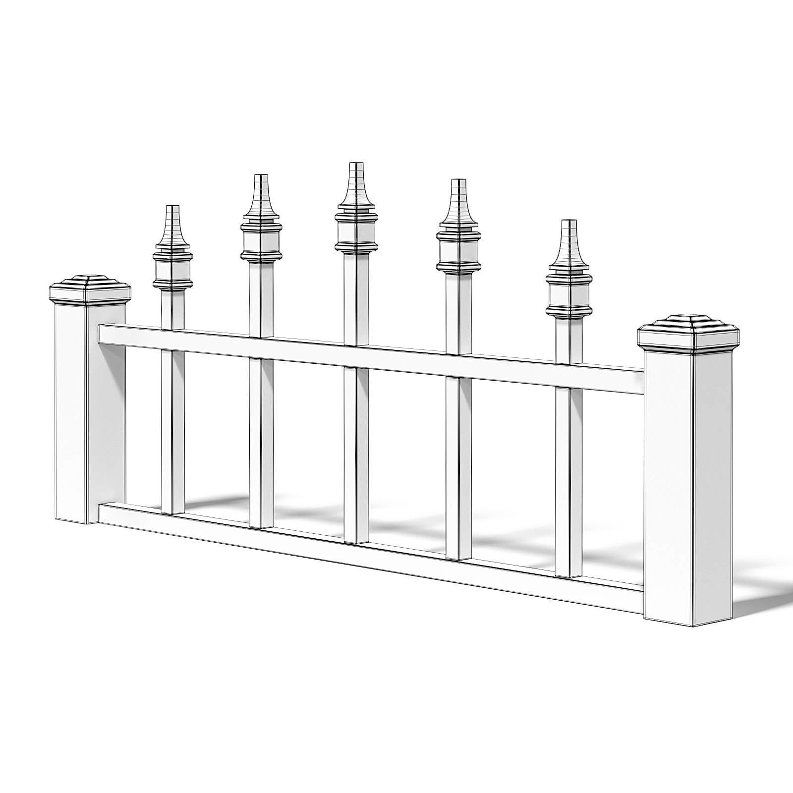 White Wooden Fence 3D Model 3D model_1