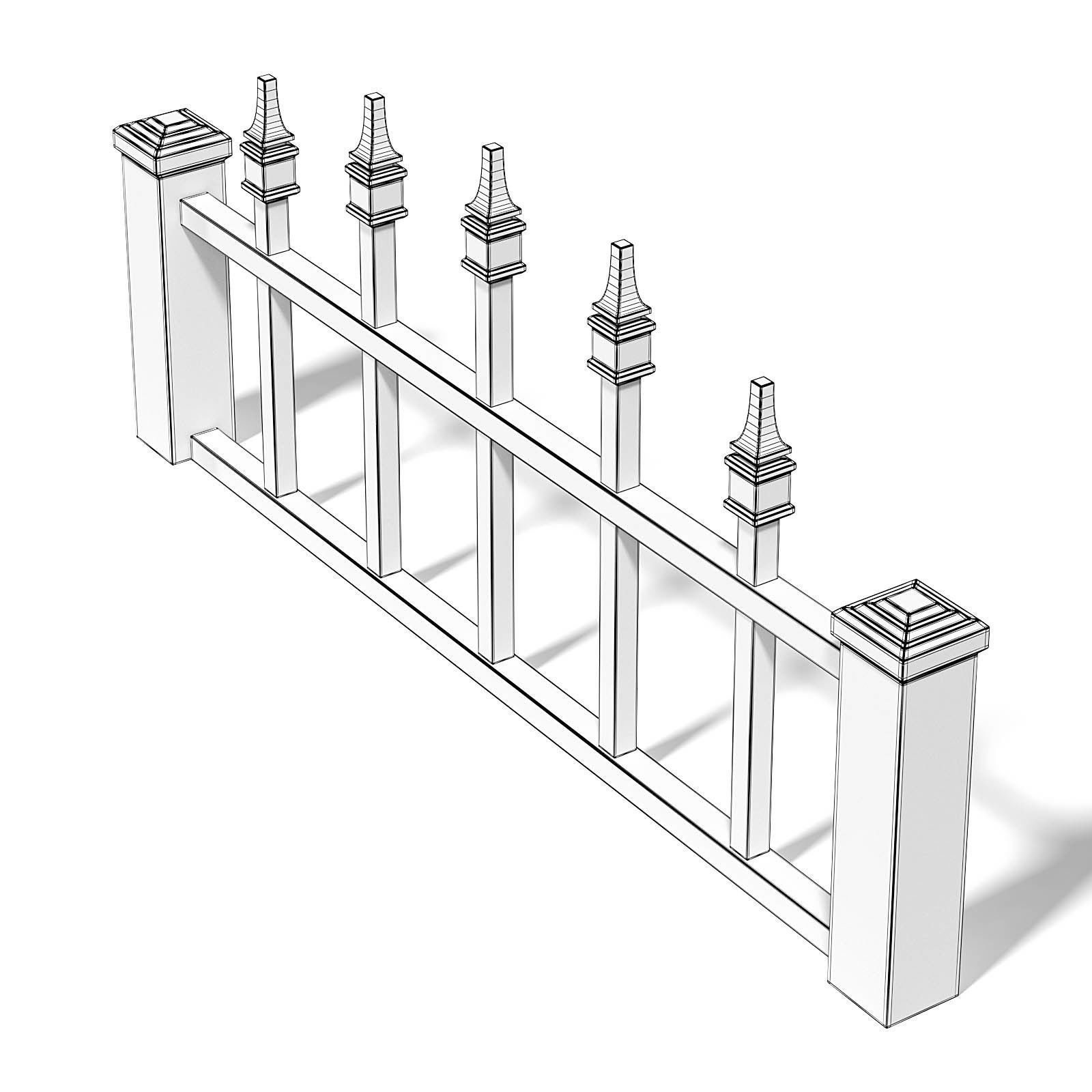 White Wooden Fence 3D Model 3D model_5