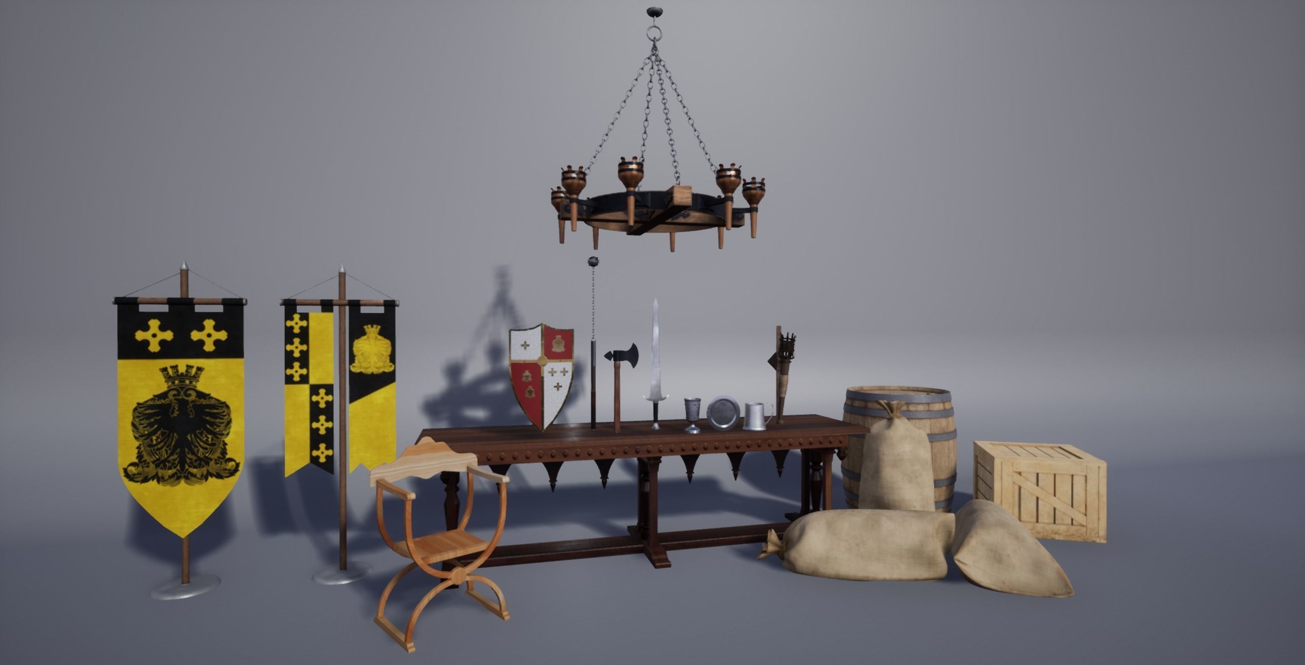 Medieval Props Pack Low-poly 3D model_1