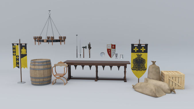 Medieval Props Pack Low-poly 3D model