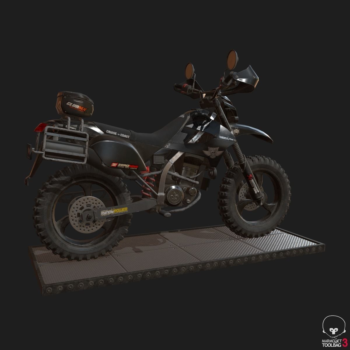 Kawasaki KLX250 Low-poly 3D model_30