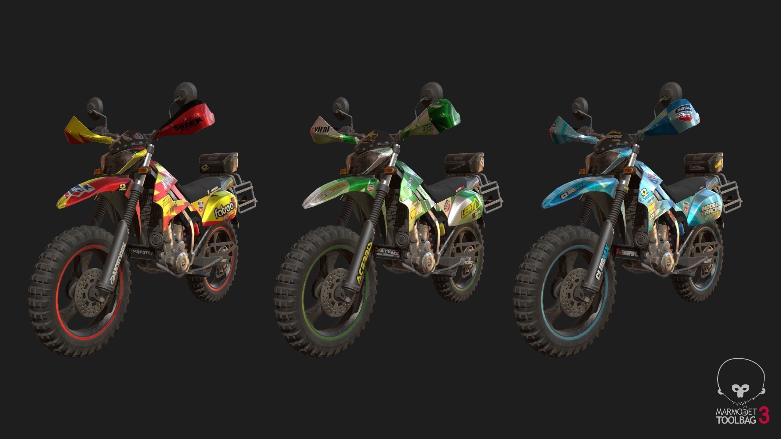 Kawasaki KLX250 Low-poly 3D model_1