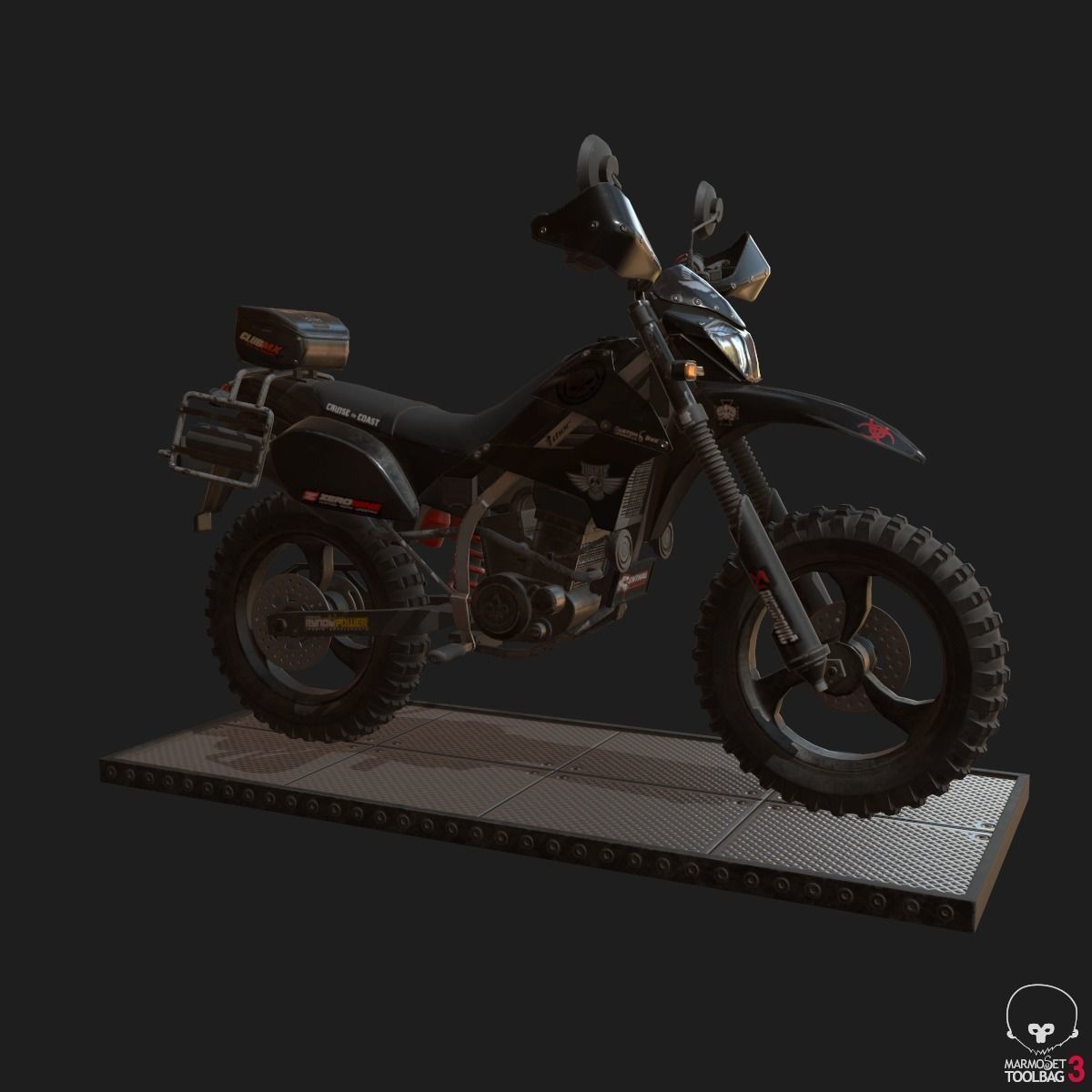 Kawasaki KLX250 Low-poly 3D model_29