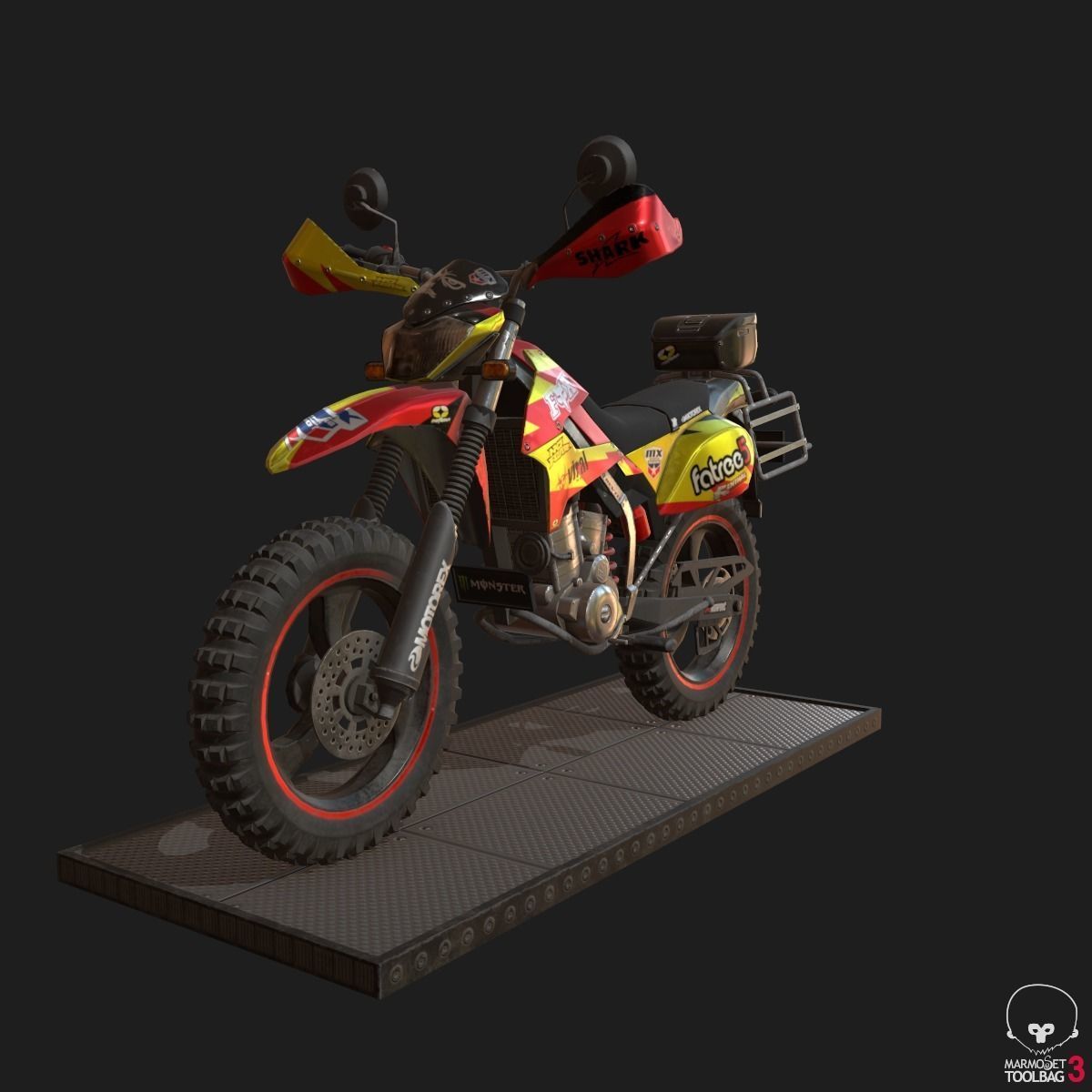 Kawasaki KLX250 Low-poly 3D model_13