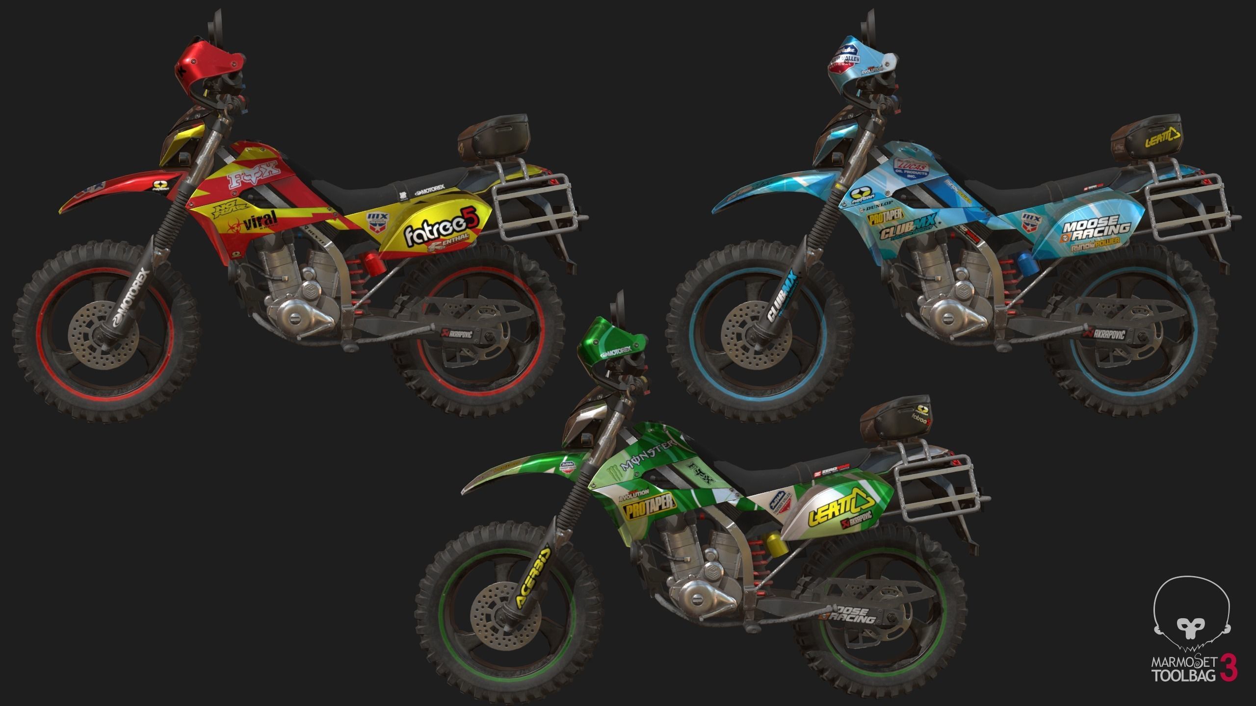 Kawasaki KLX250 Low-poly 3D model_5