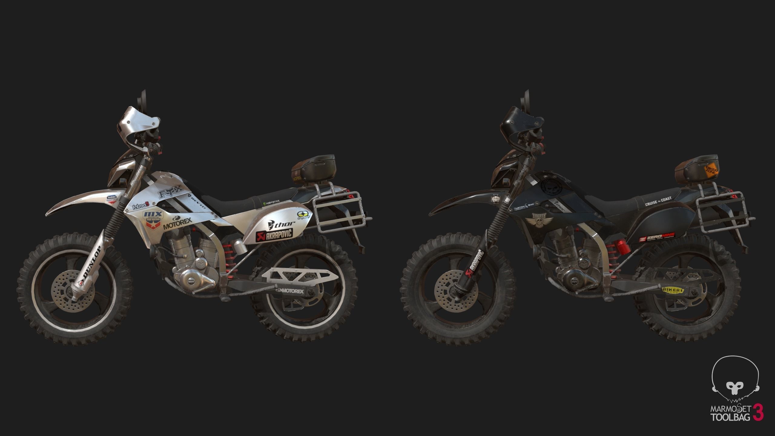 Kawasaki KLX250 Low-poly 3D model_6
