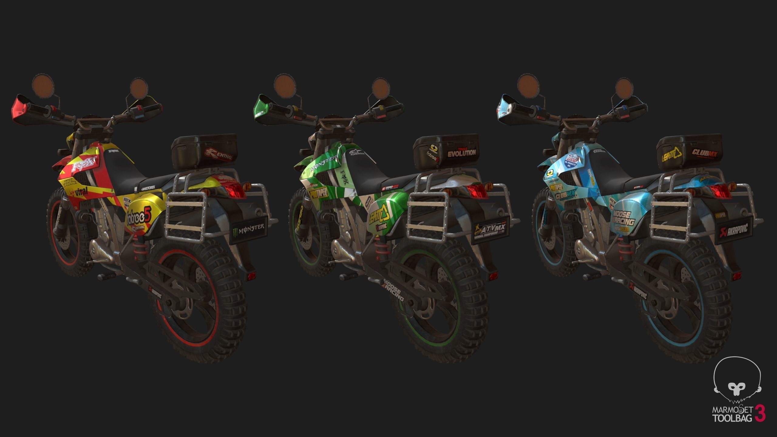 Kawasaki KLX250 Low-poly 3D model_3