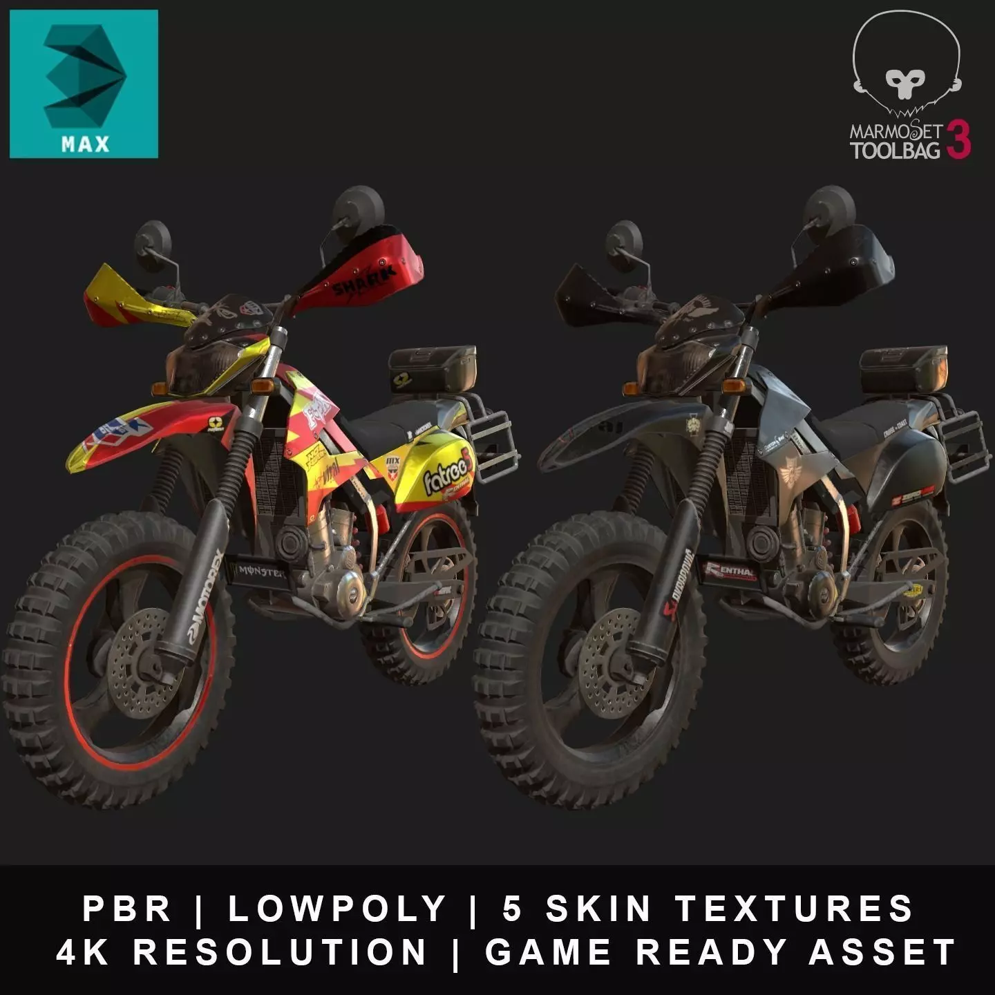 Kawasaki KLX250 Low-poly 3D model_0