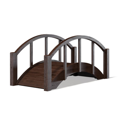 Small Dark Wooden Bridge 3D Model 3D model