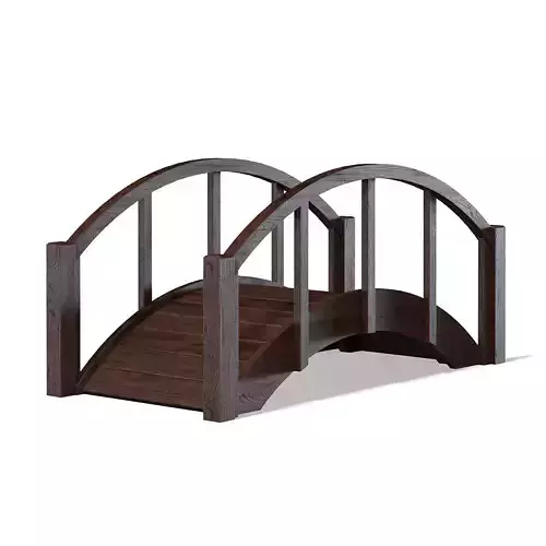 Small Dark Wooden Bridge 3D Model 3D model