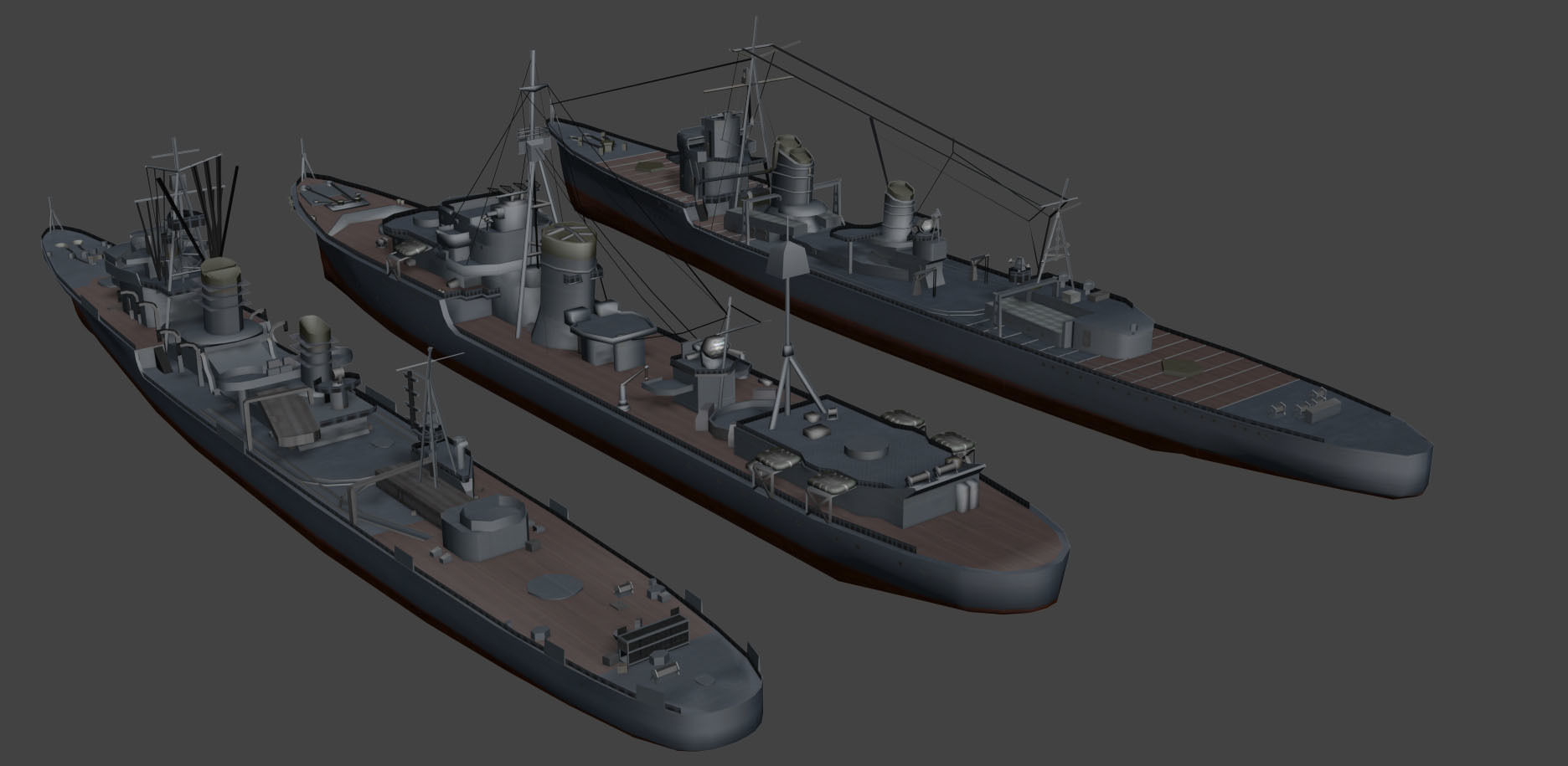 Battleship Set Vol01 LowPoly GameModel Low-poly 3D model_1
