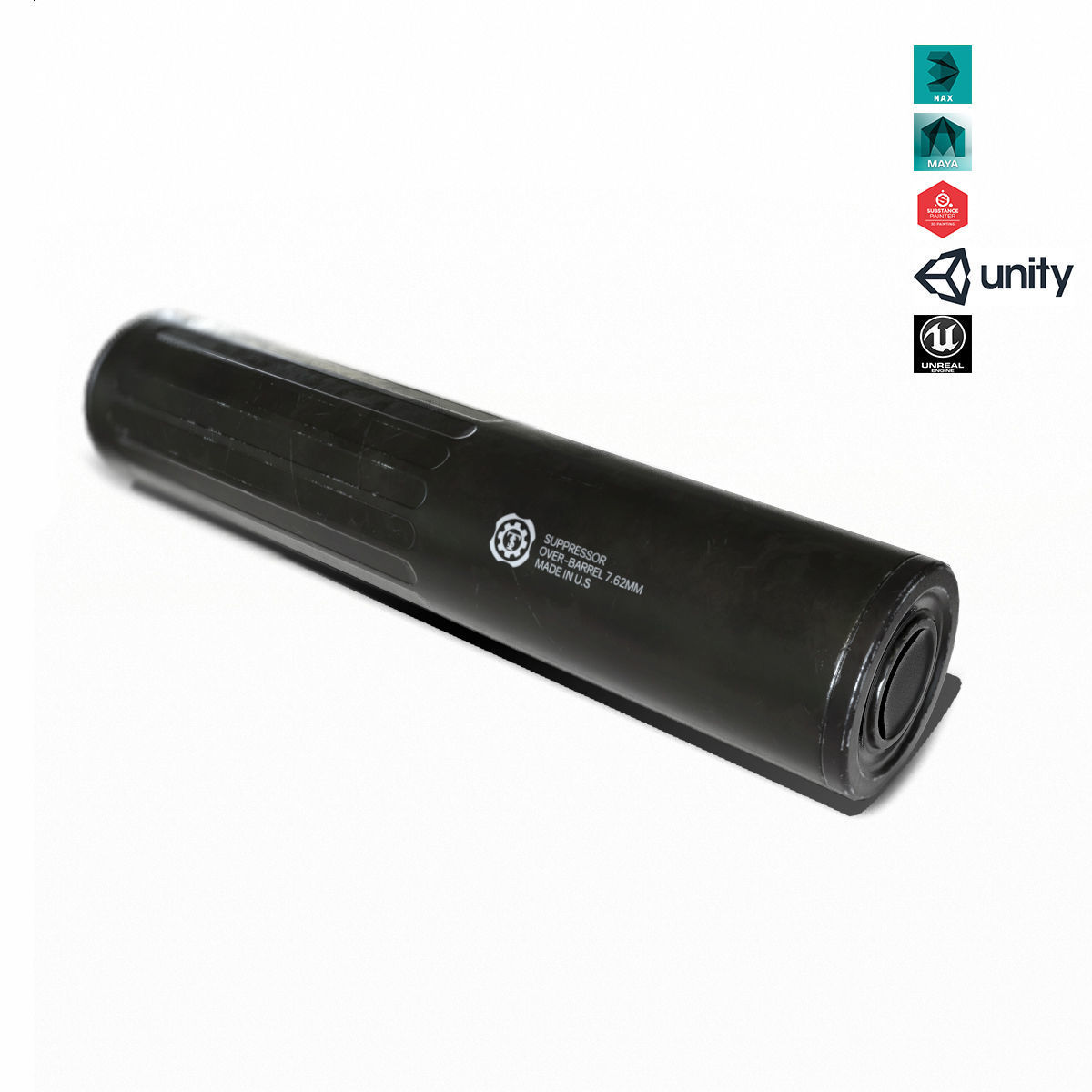 Suppressor Set-01 Low-poly 3D model_3