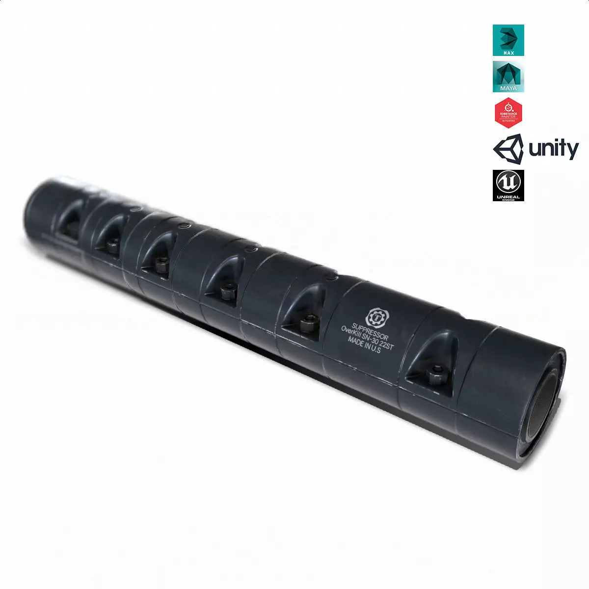 Suppressor Set-01 Low-poly 3D model_0