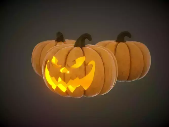 3D Carved and normal pumpkin 3D Model Collection