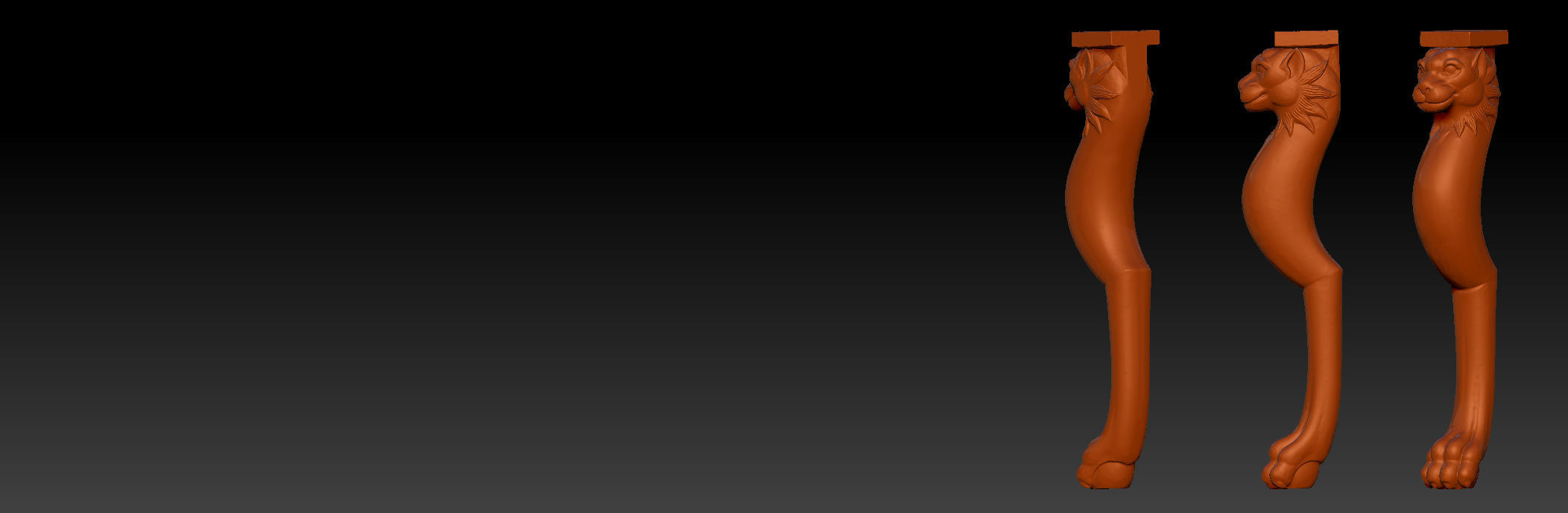 Carved Chair Table Baroque 3D model 3D print model_5