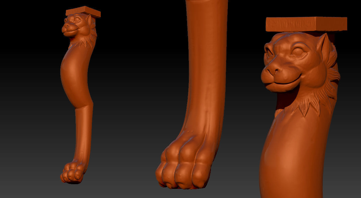 Carved Chair Table Baroque 3D model 3D print model_2