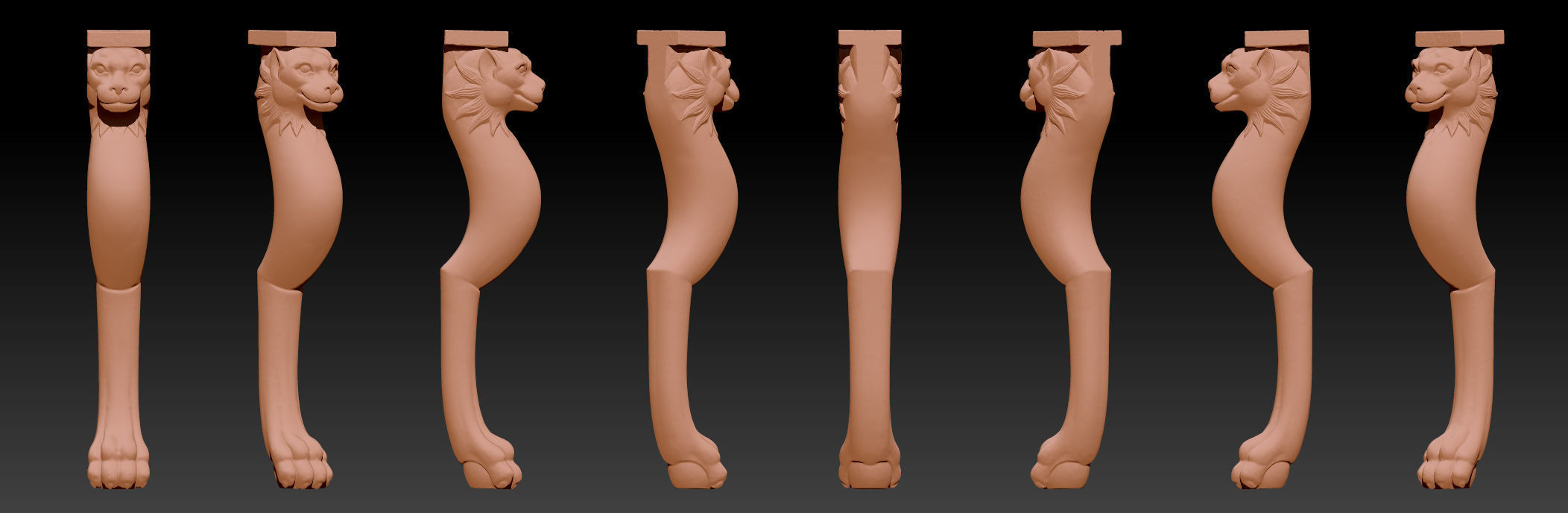 Carved Chair Table Baroque 3D model 3D print model_19