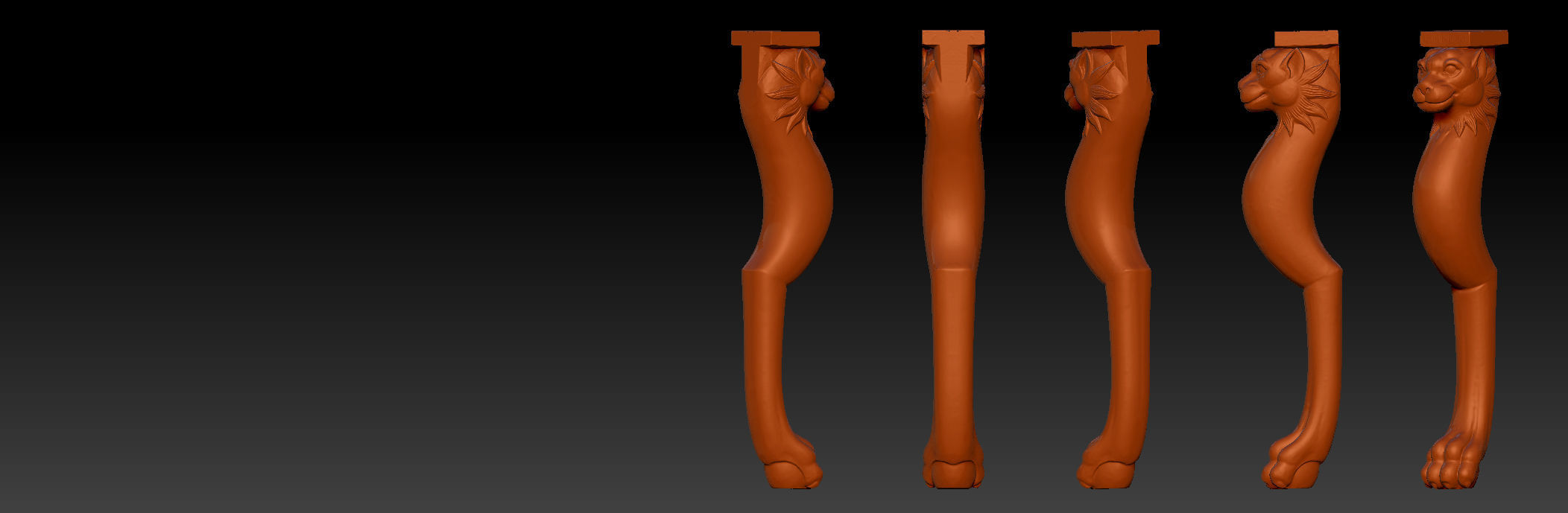 Carved Chair Table Baroque 3D model 3D print model_7