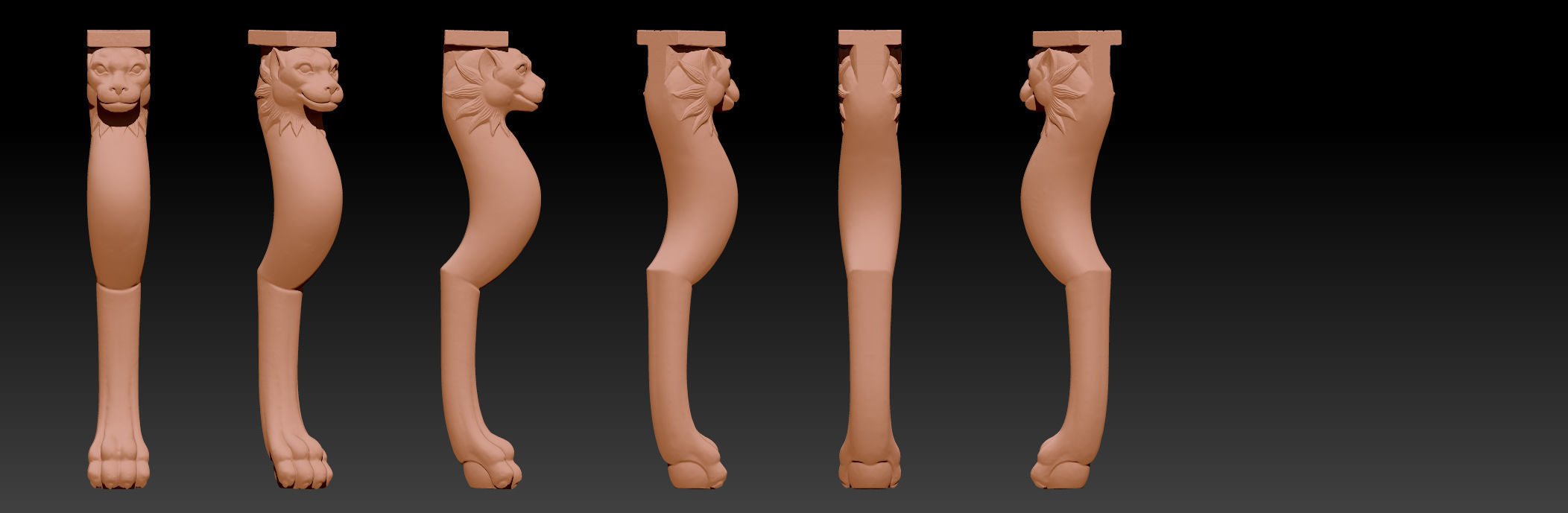 Carved Chair Table Baroque 3D model 3D print model_17