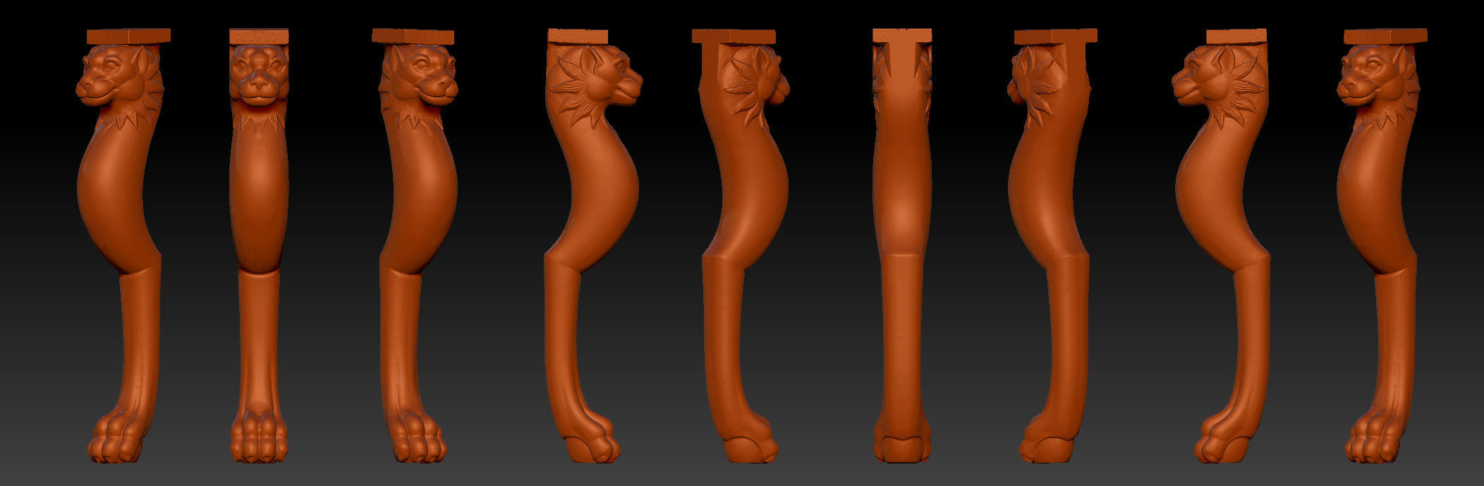 Carved Chair Table Baroque 3D model 3D print model_11