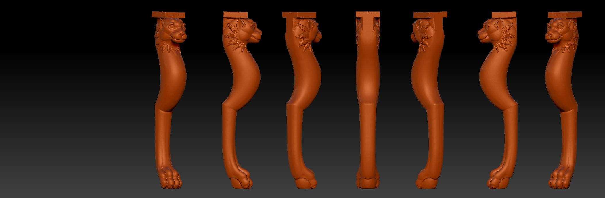 Carved Chair Table Baroque 3D model 3D print model_9