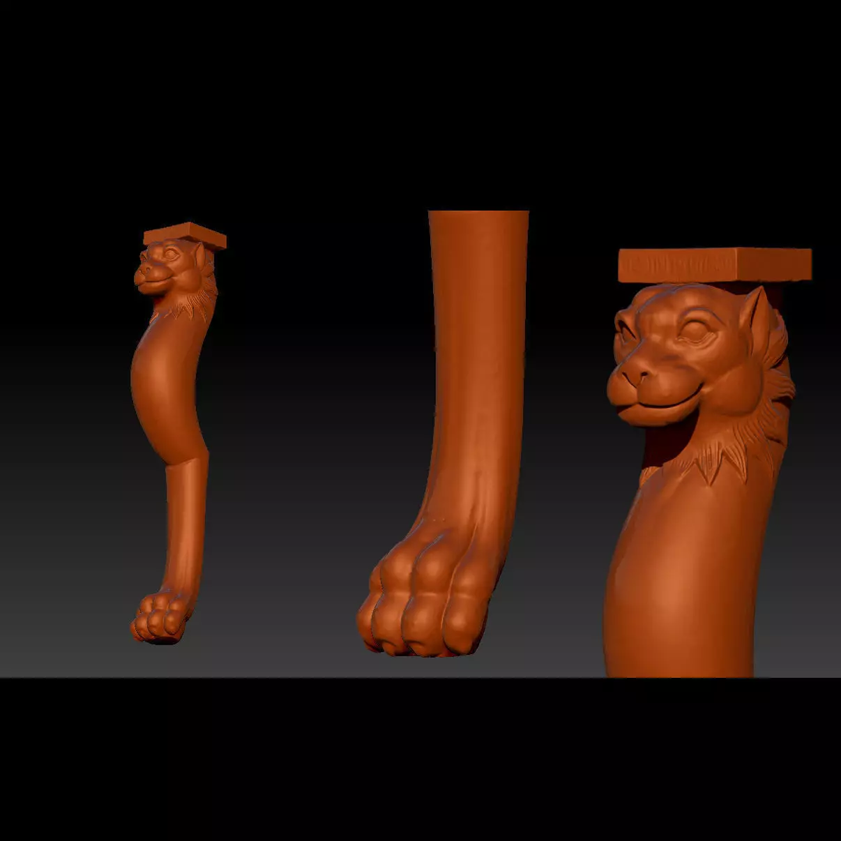 Carved Chair Table Baroque 3D model 3D print model_0