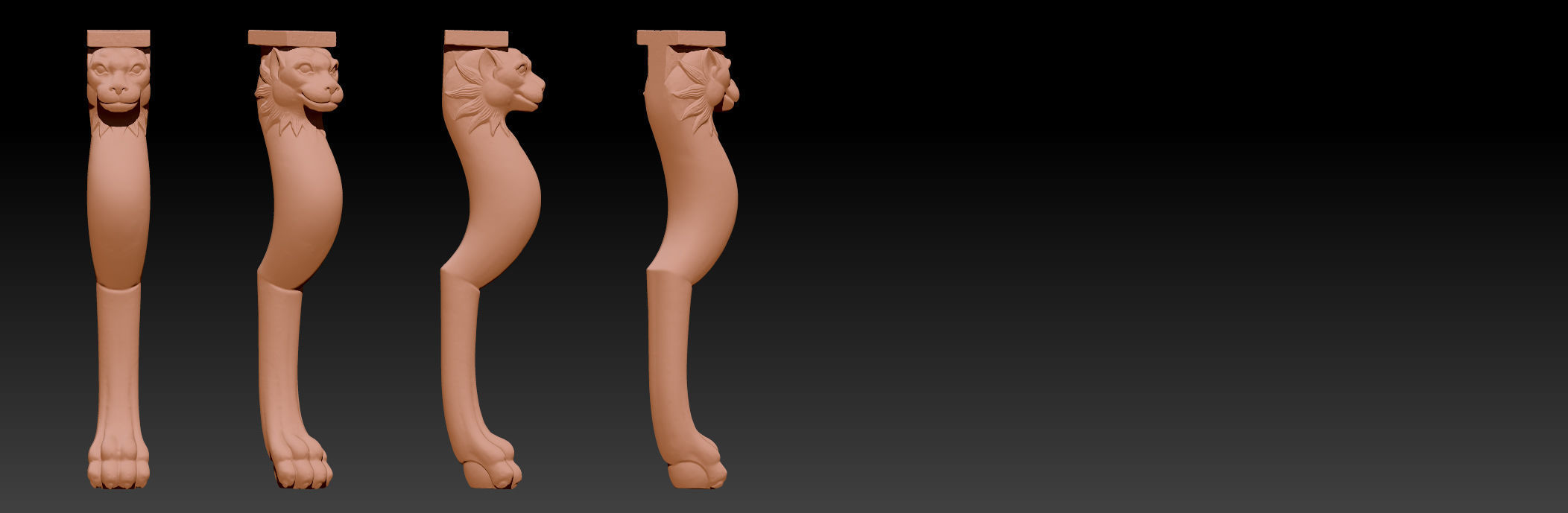 Carved Chair Table Baroque 3D model 3D print model_15